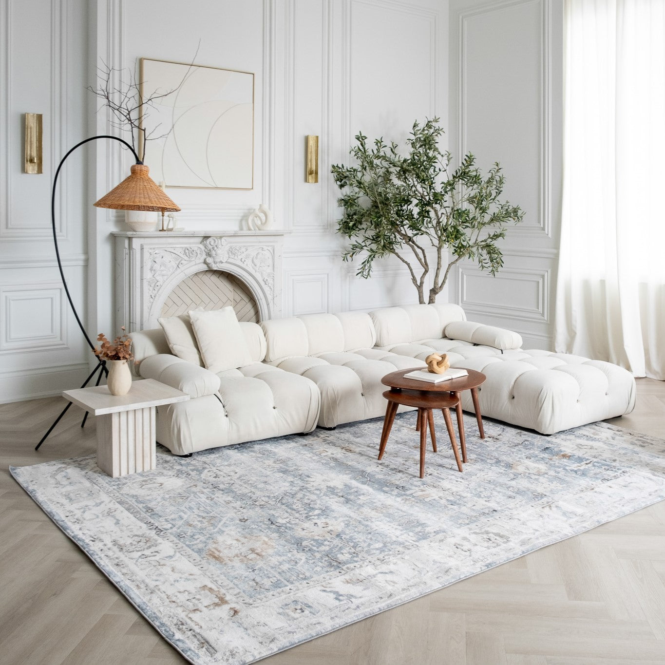 Rio Grey Blue Modern Abstract Area Rug