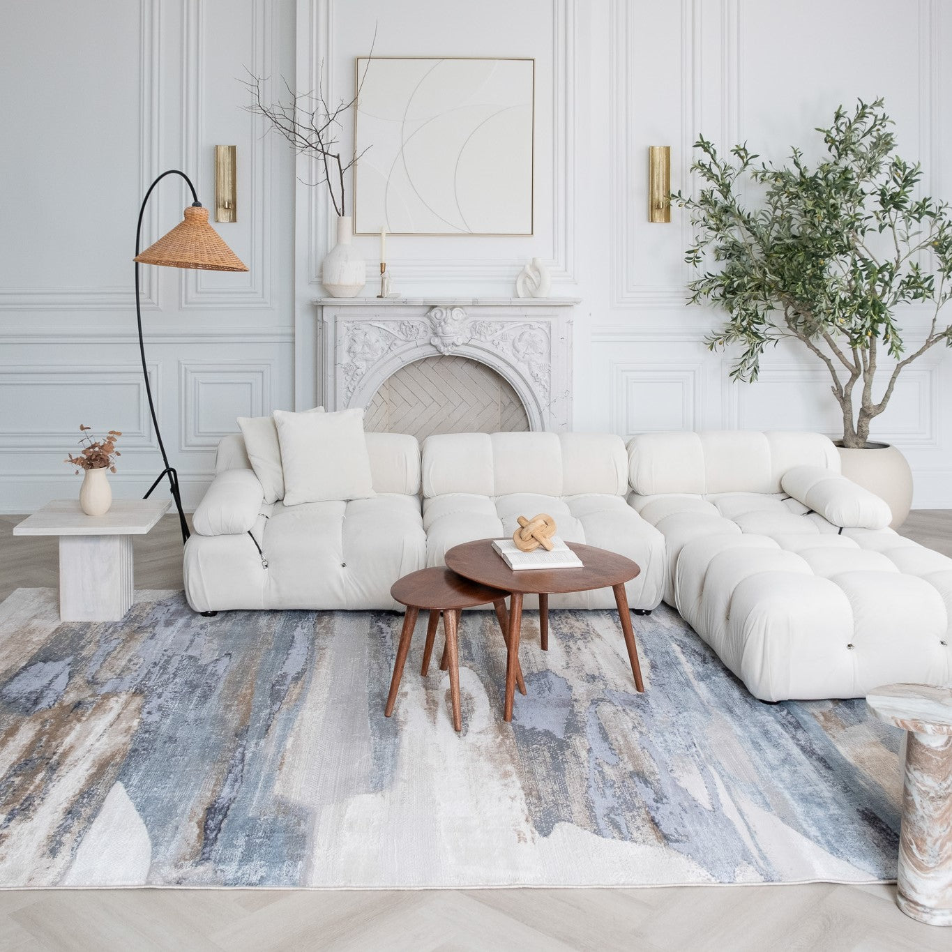 Rio Blue Geometric Modern Area Rug