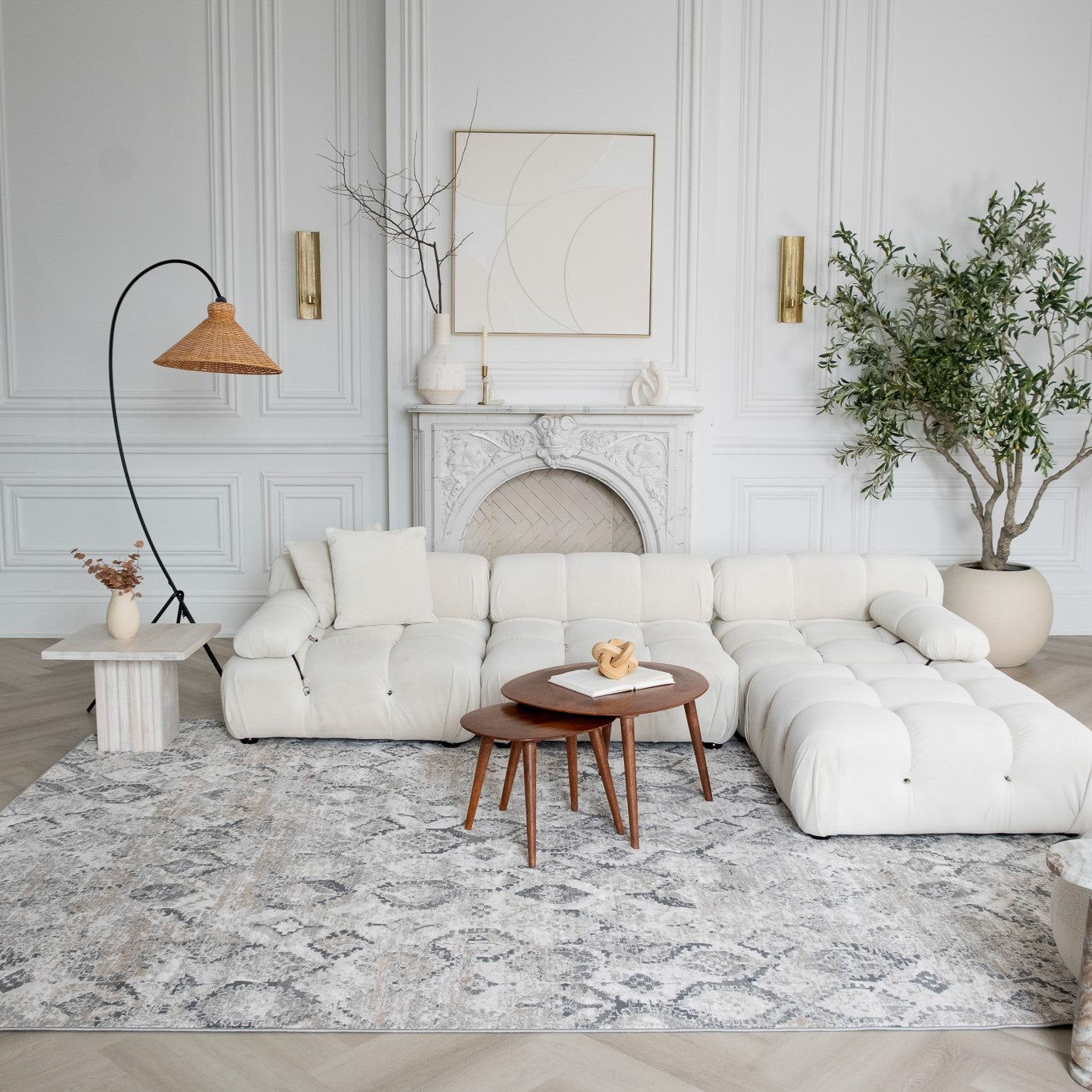 Rio Beige Classic Patchwork Area Rug