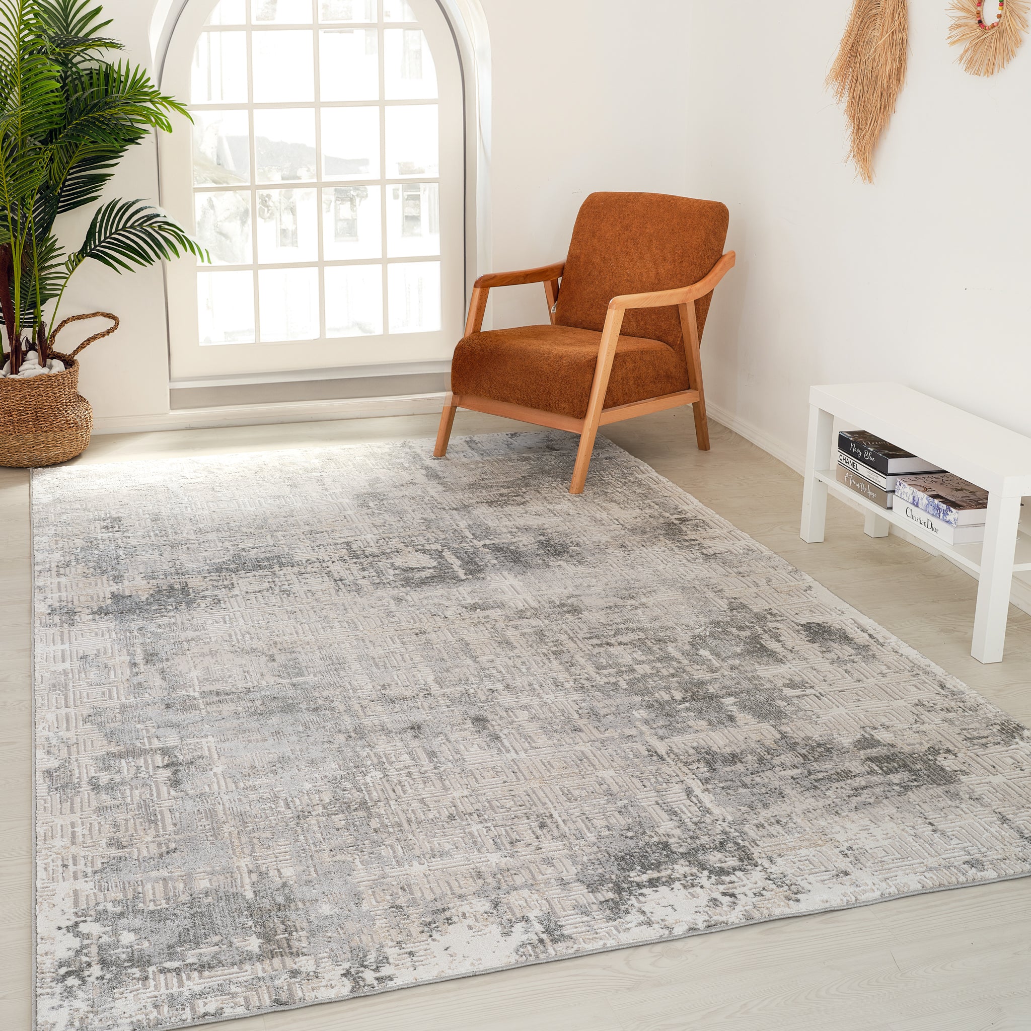 Rio Contemporary Grey Lattice Area Rug