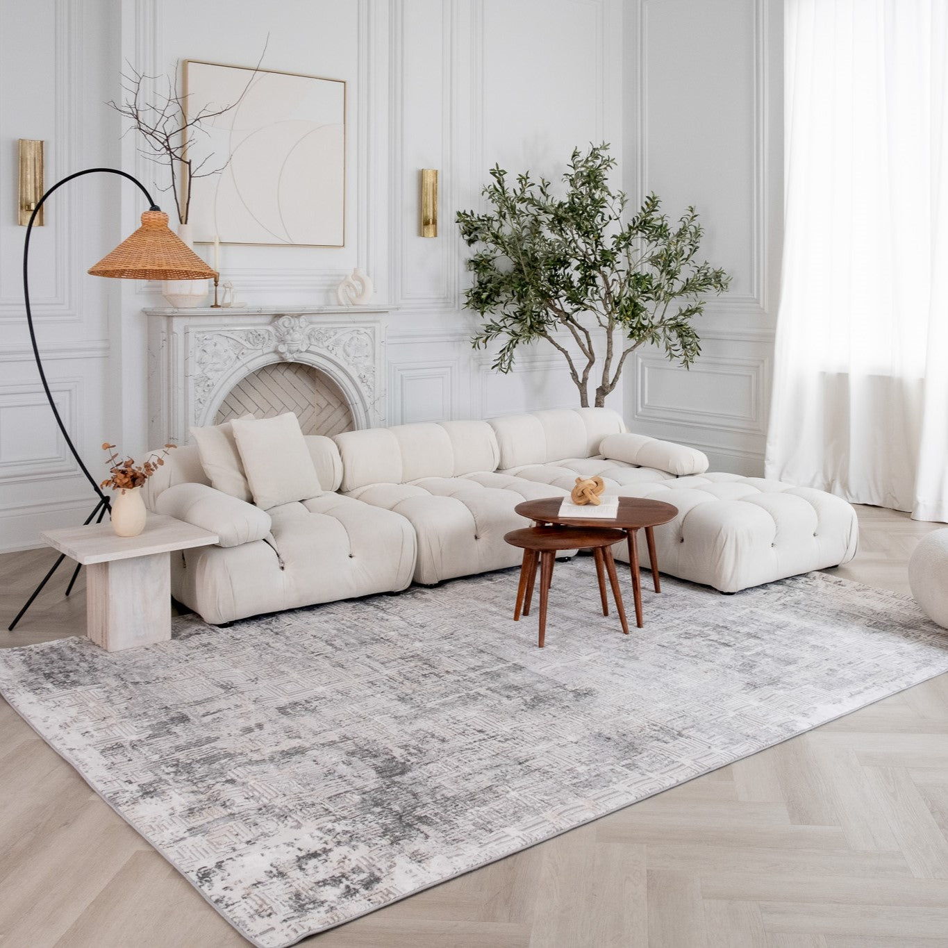 Rio Contemporary Grey Lattice Area Rug