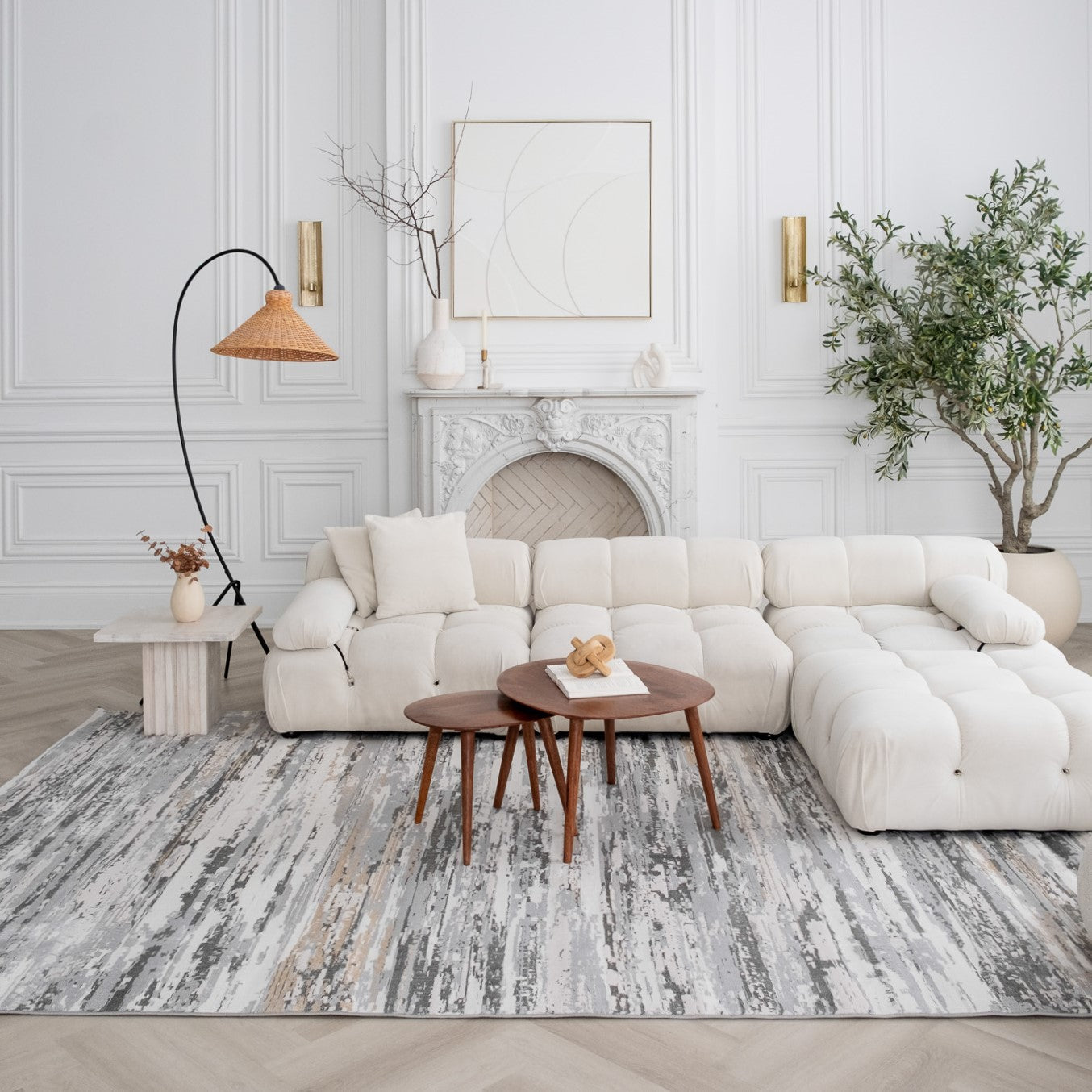 Rio Grey Abstract Lines Area Rug