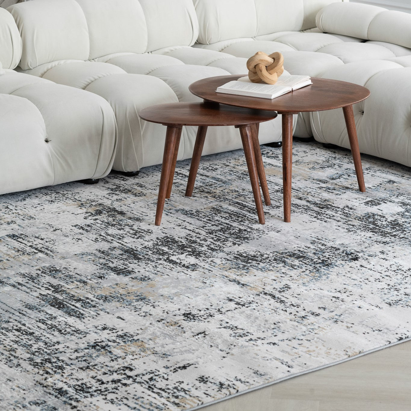 Rio White Modern Abstract Area Rug