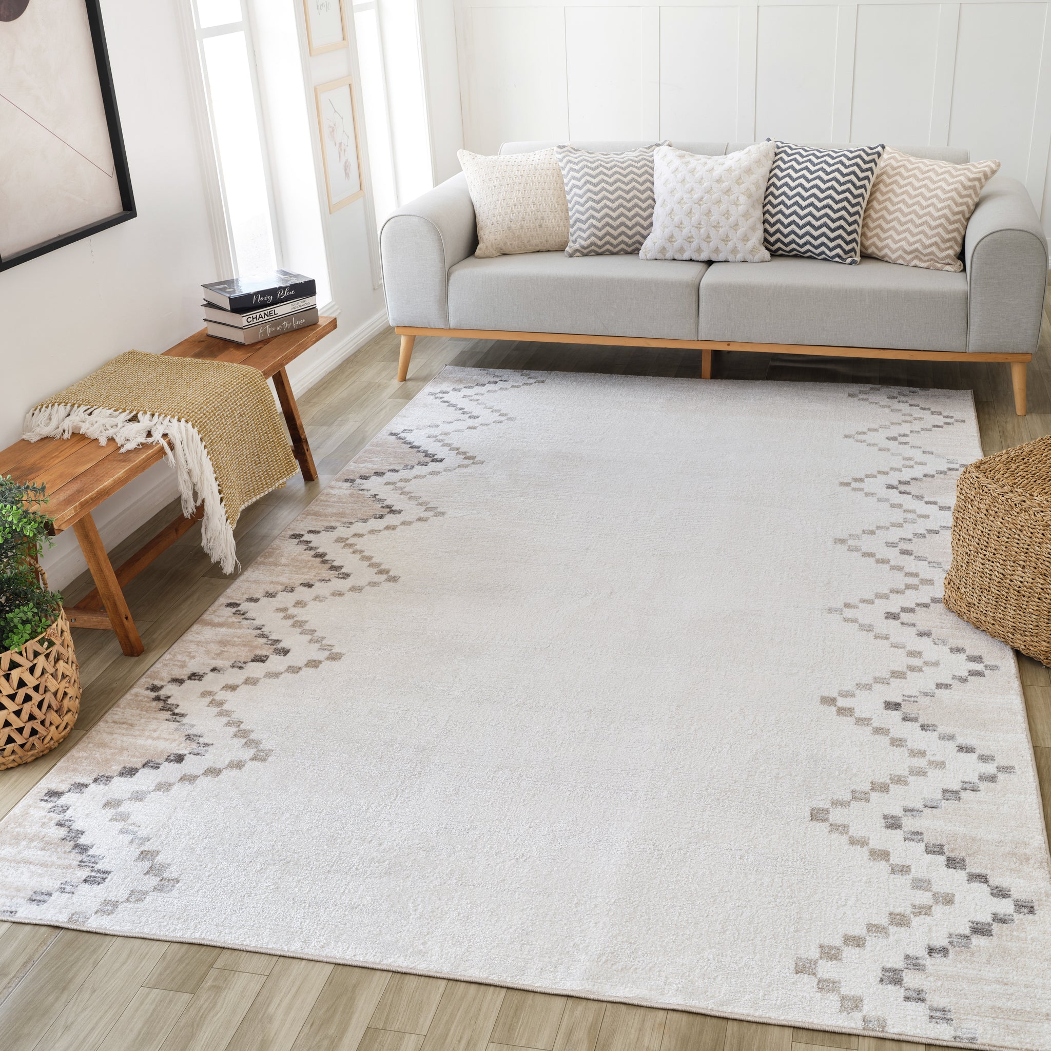 Siena Minimalist White Textured Area Rug