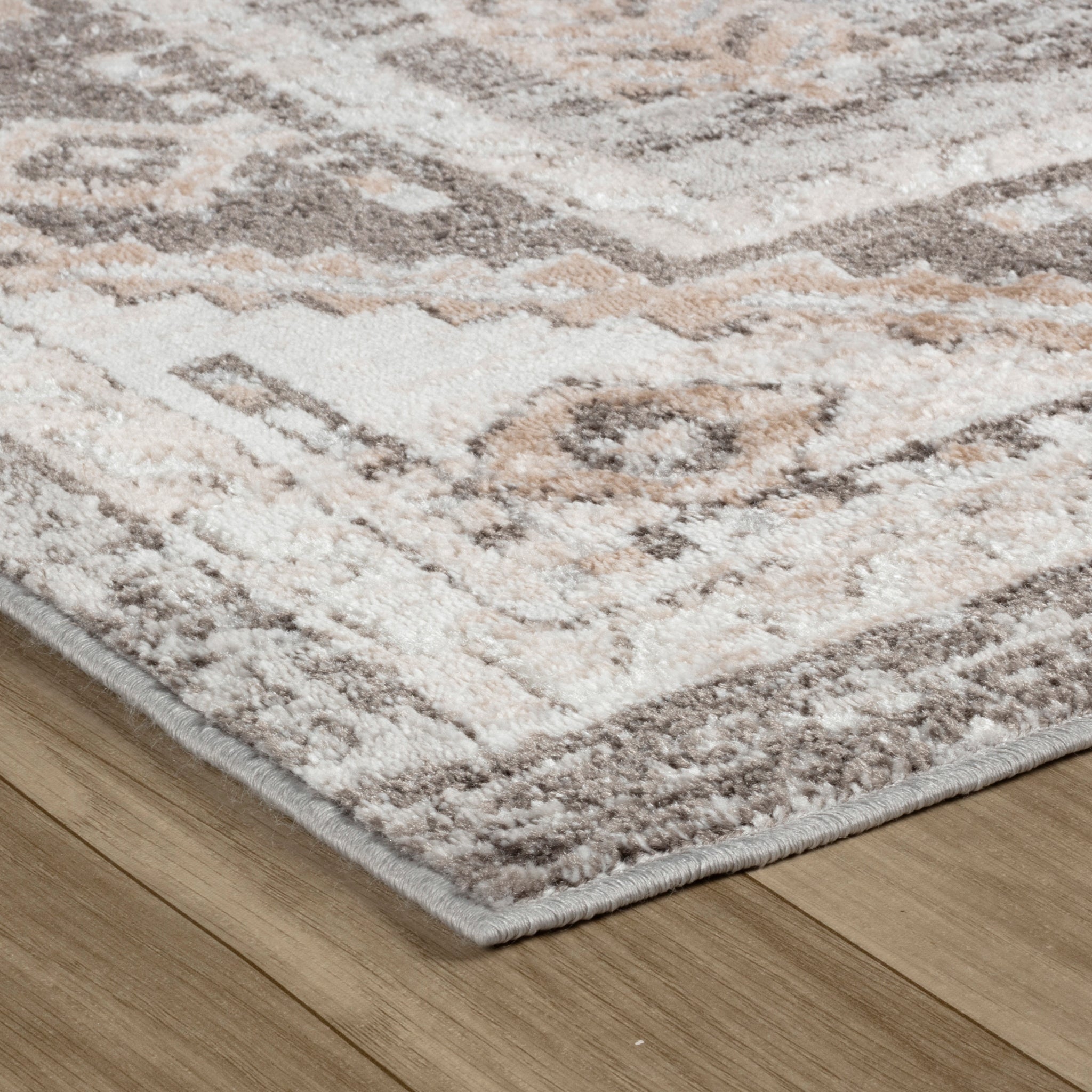 Siena White Contemporary Patterned Area Rug