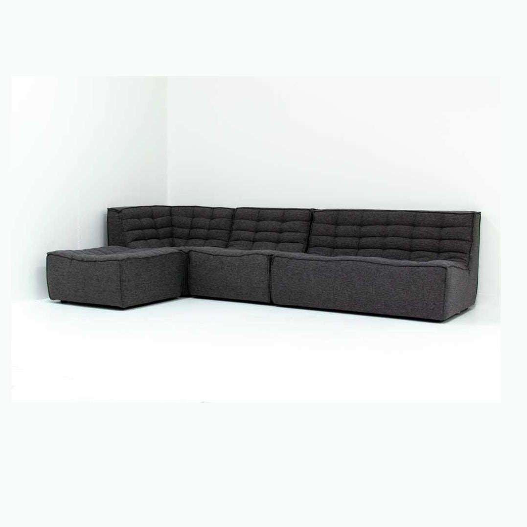 Scoop Square Ottoman - Grey/Blue