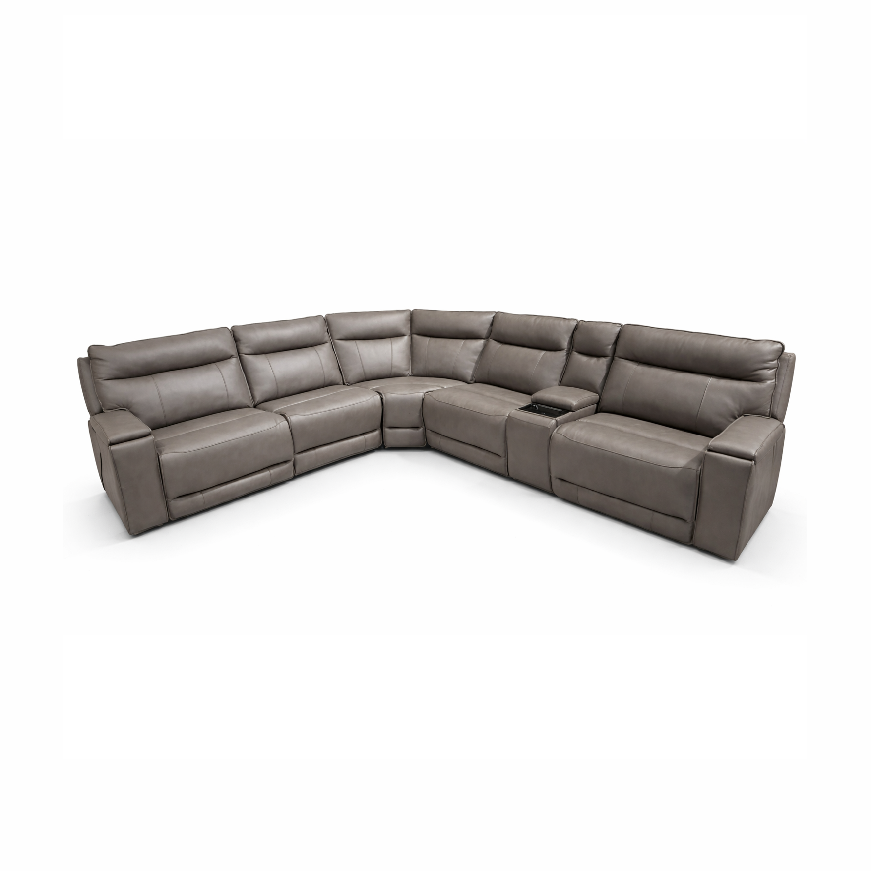 Maceo Genuine Leather Modular Recliner Sectional - Charcoal