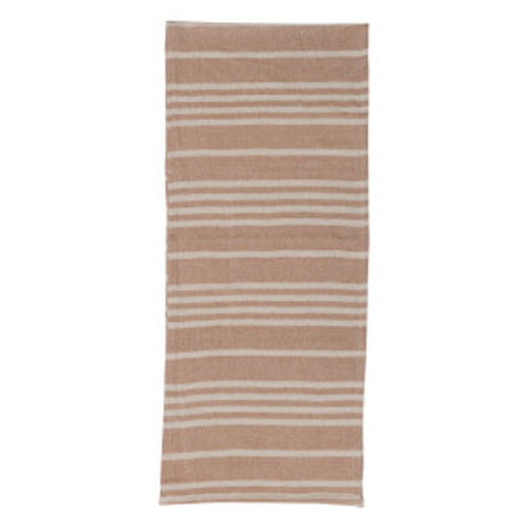 Cotton Double Cloth Table Runner w/ Stripes, Natural & Nude Color