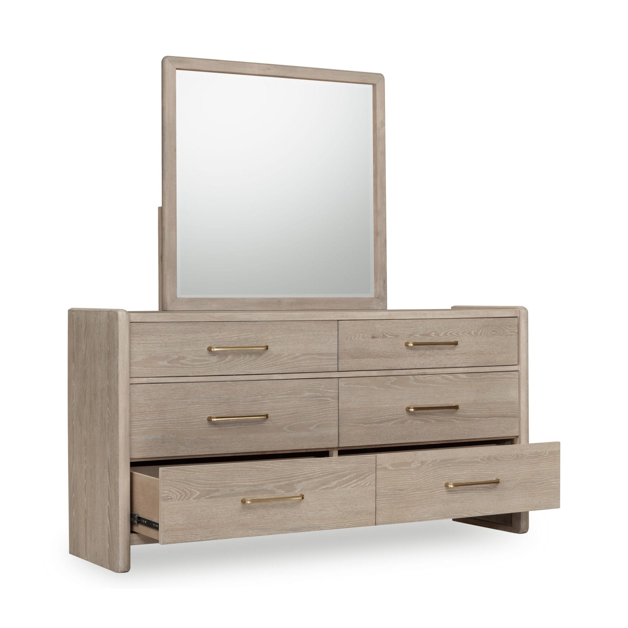 Gardenia Six Drawer Oak Wood Dresser in Chai