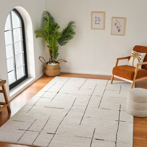 Terra Cream Modern Grid Rug – 5x8