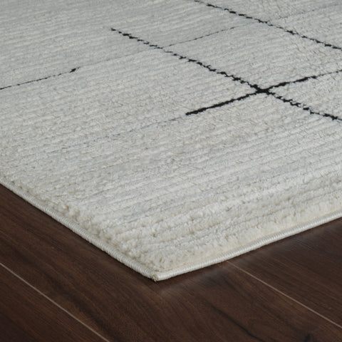 Terra Cream Modern Grid Rug – 5x8