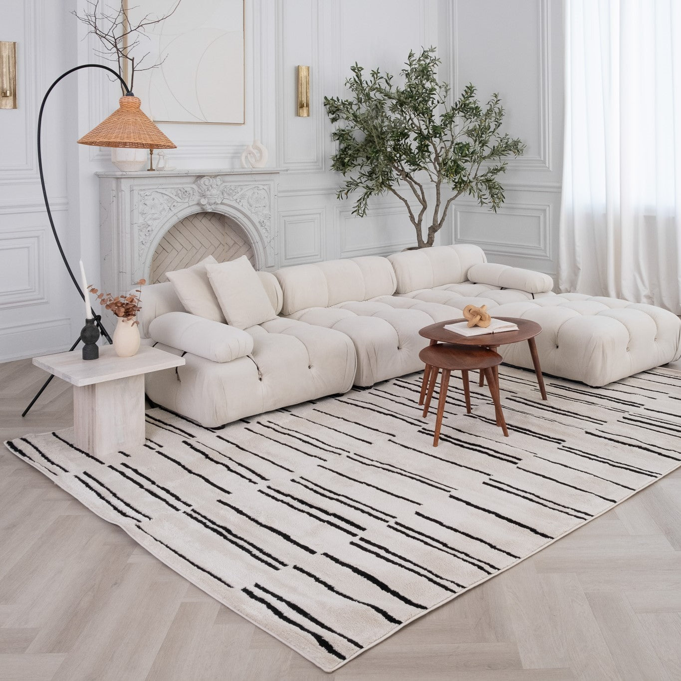 Terra Cream Geometric Trellis Area Rug