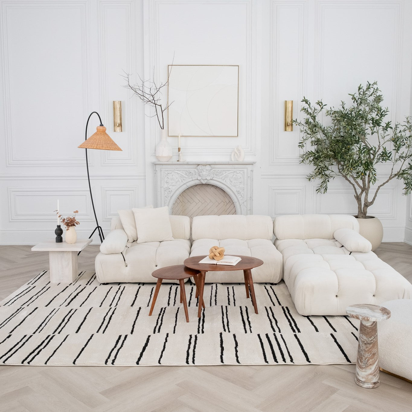 Terra Cream Geometric Trellis Area Rug