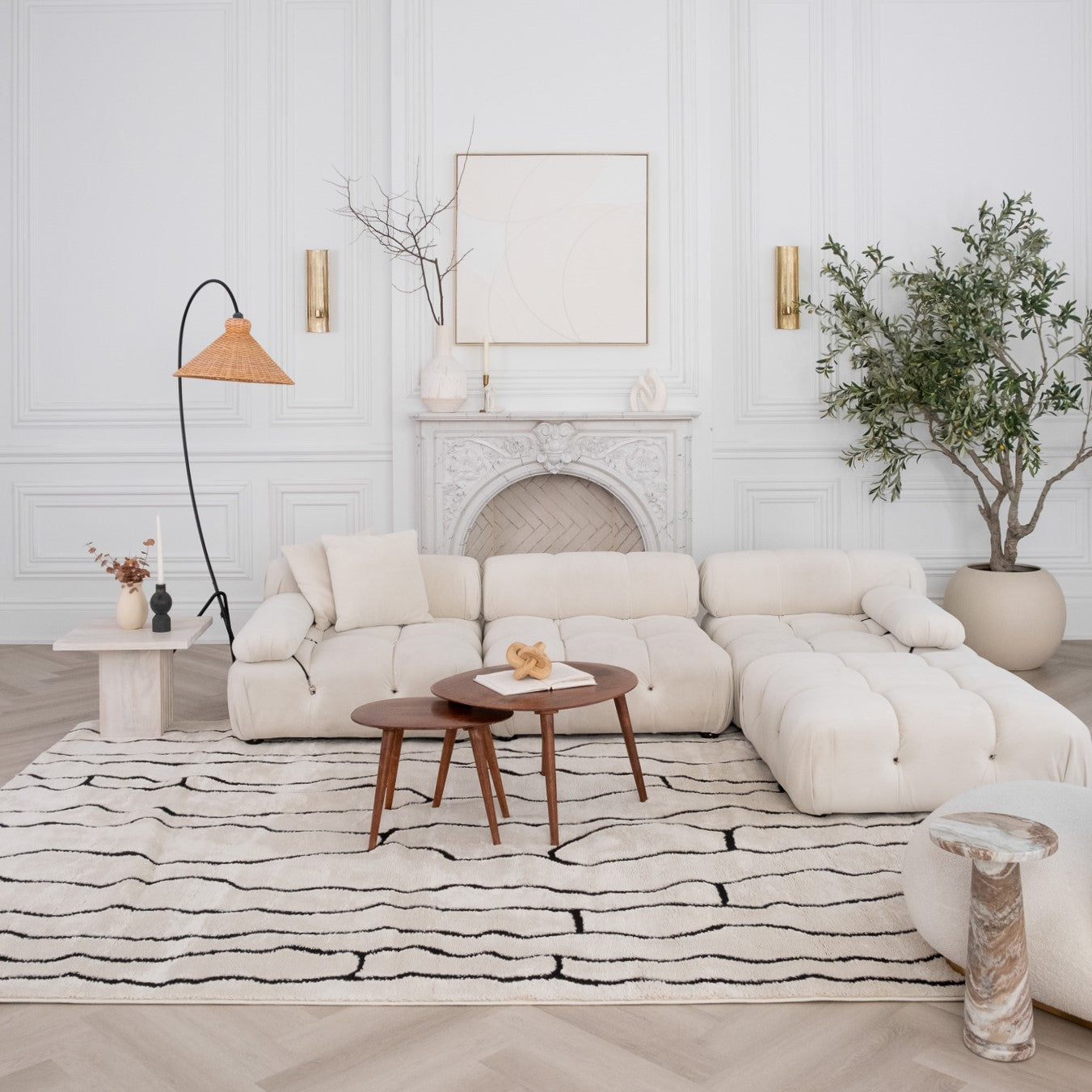 Terra Cream Modern Lattice Area Rug