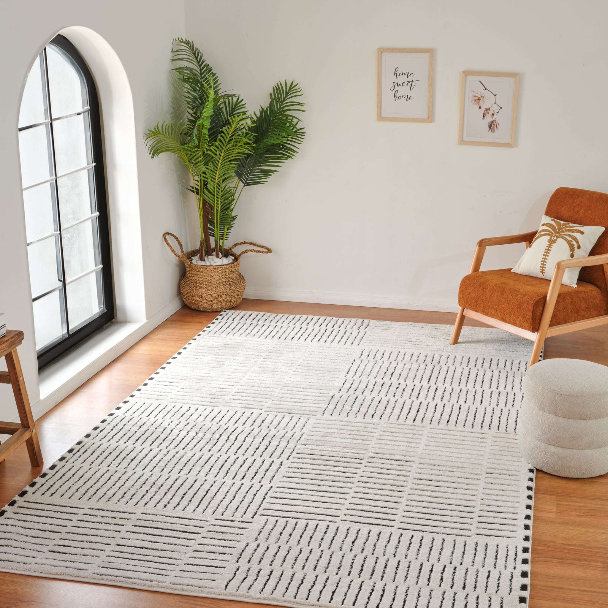 Terra Cream Abstract Striped Area Rug