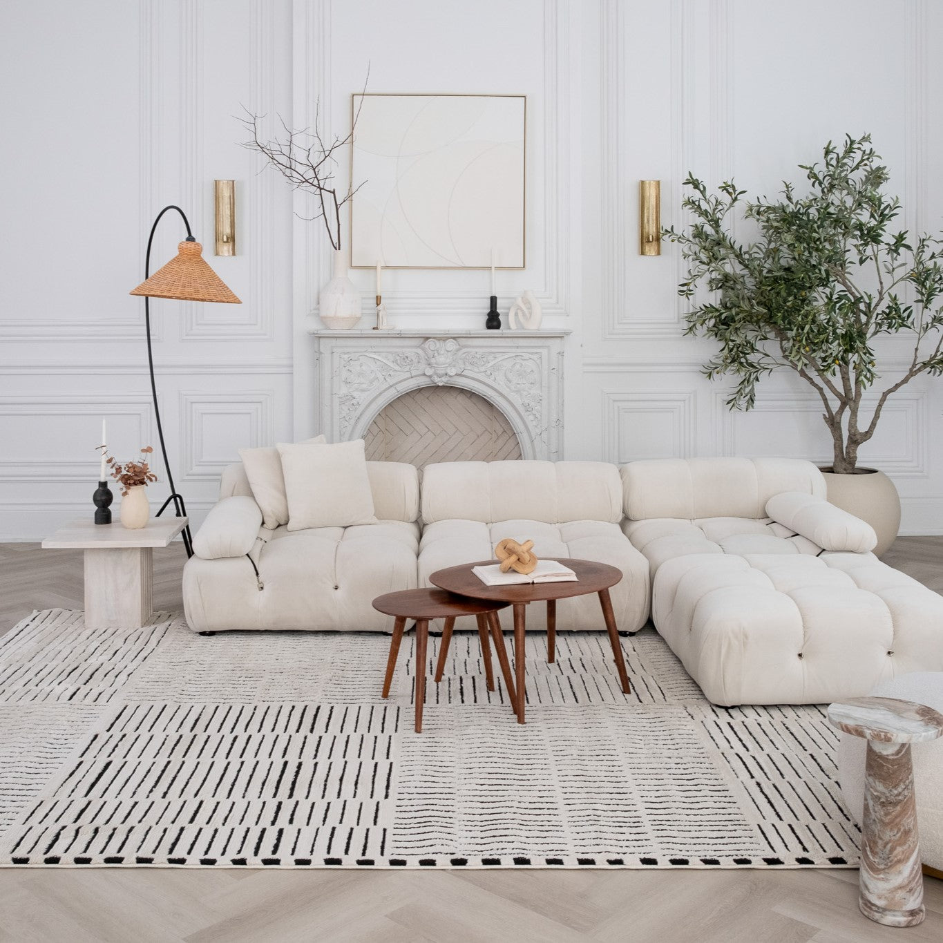 Terra Cream Abstract Striped Area Rug