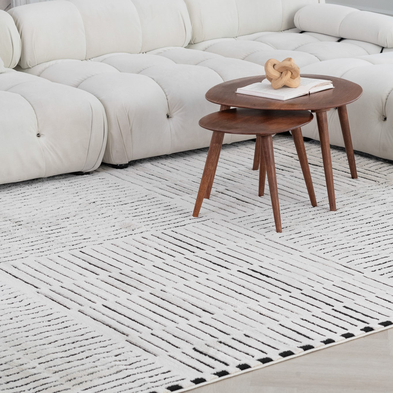Terra Cream Abstract Striped Area Rug