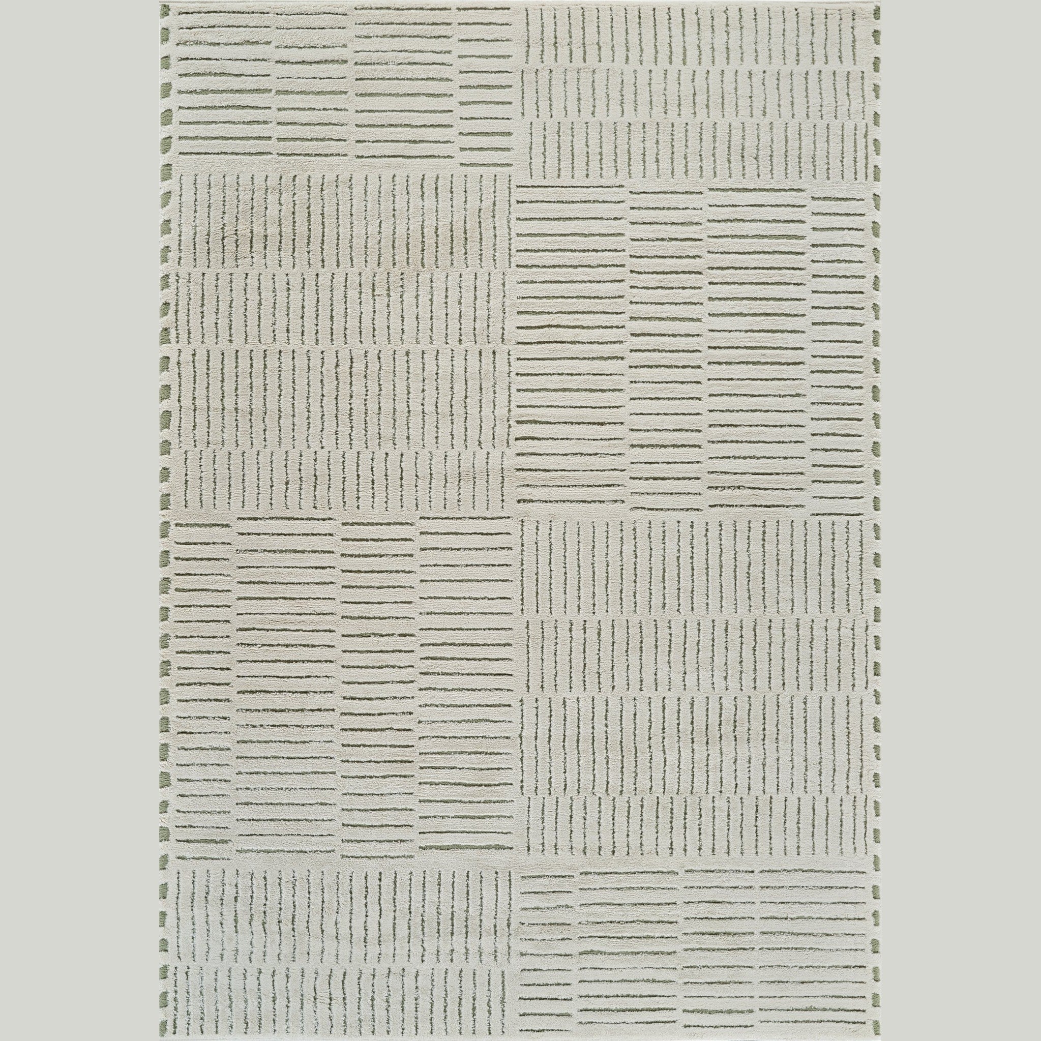Terra Green Abstract Striped Area Rug