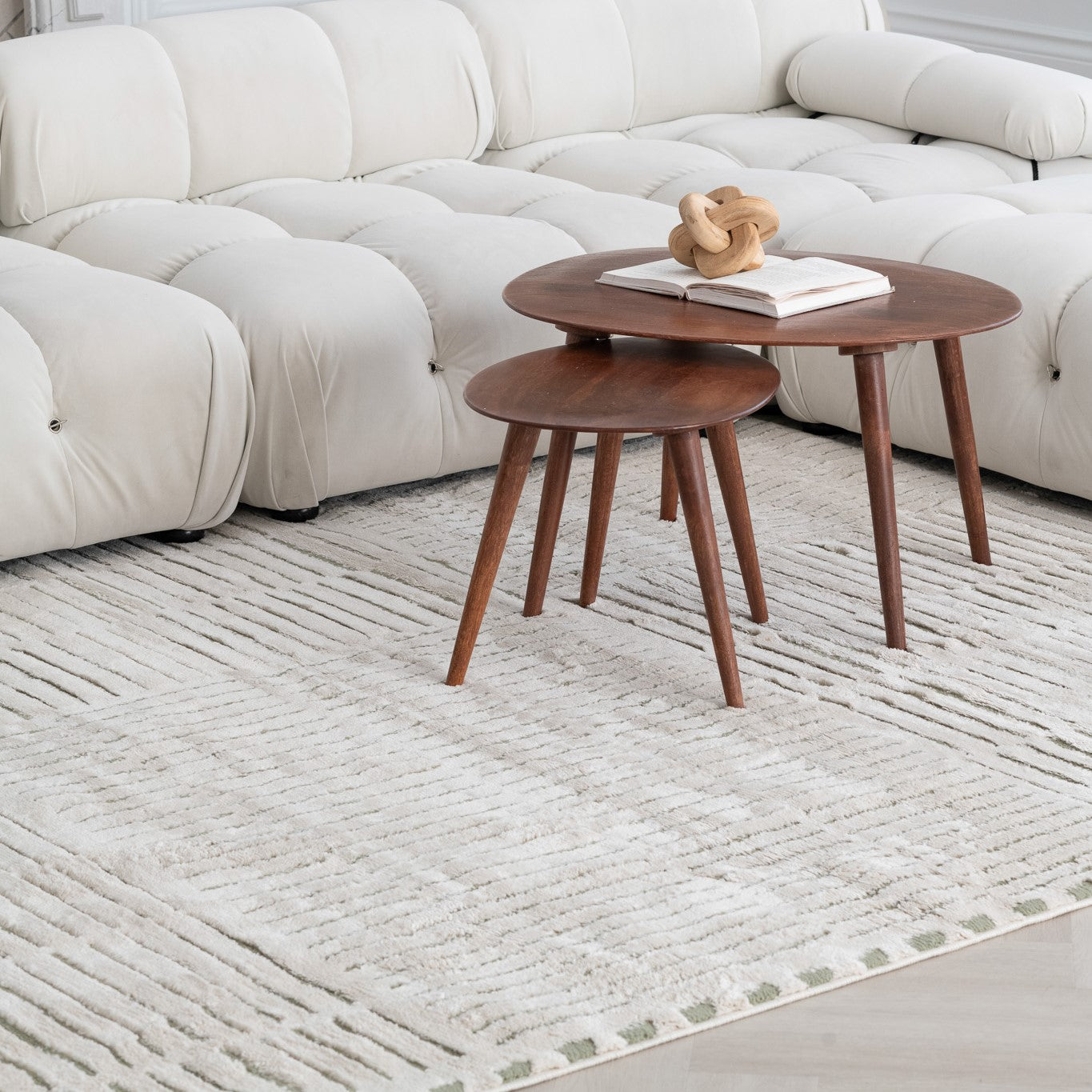 Terra Green Abstract Striped Area Rug