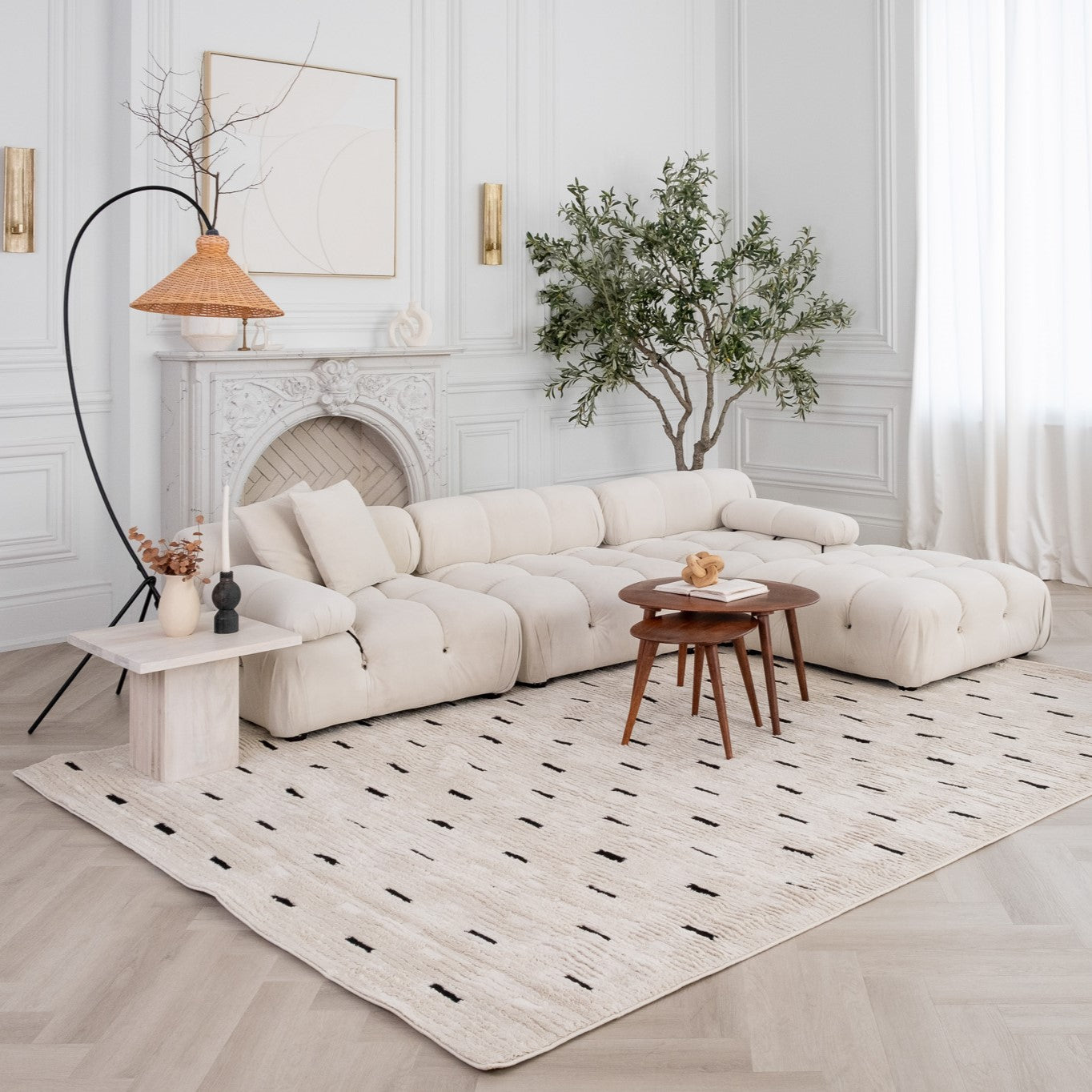 Terra Cream Modern Dot Textured Rug – 7x10