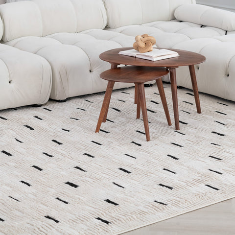 Terra Cream Modern Dot Textured Rug – 7x10