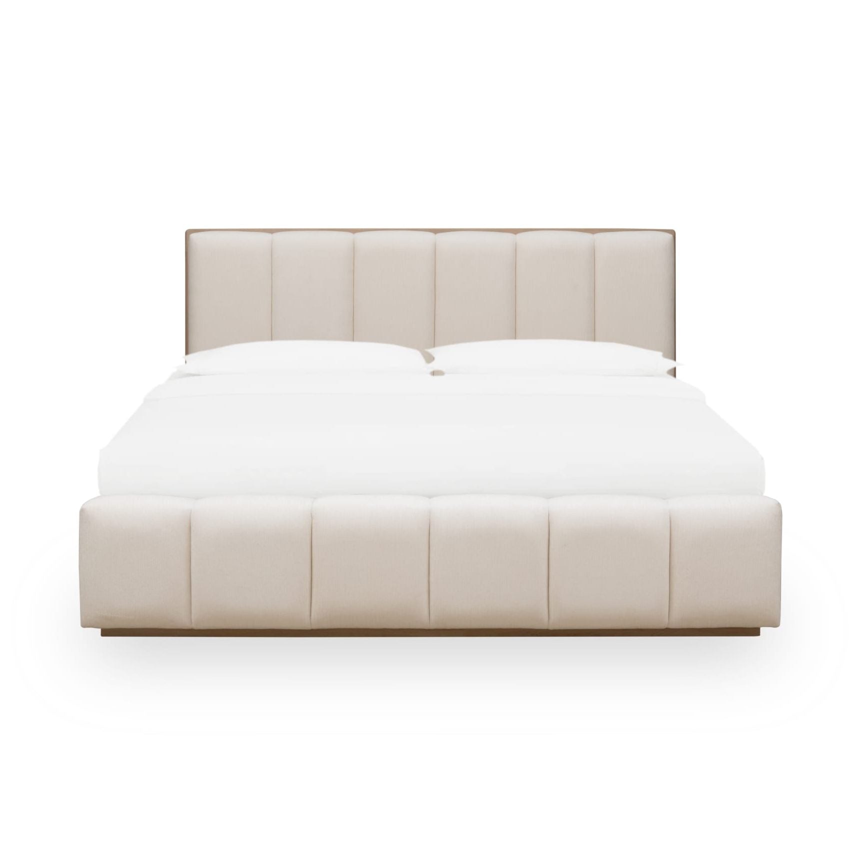 Gardenia Wood Frame Upholstered Platform Bed in Cotton and Chai