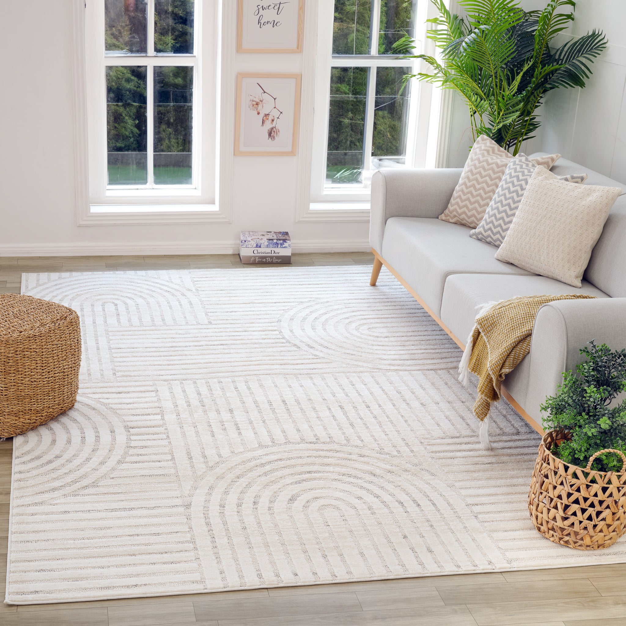 Tulum Beige Geometric Indoor Area Rug