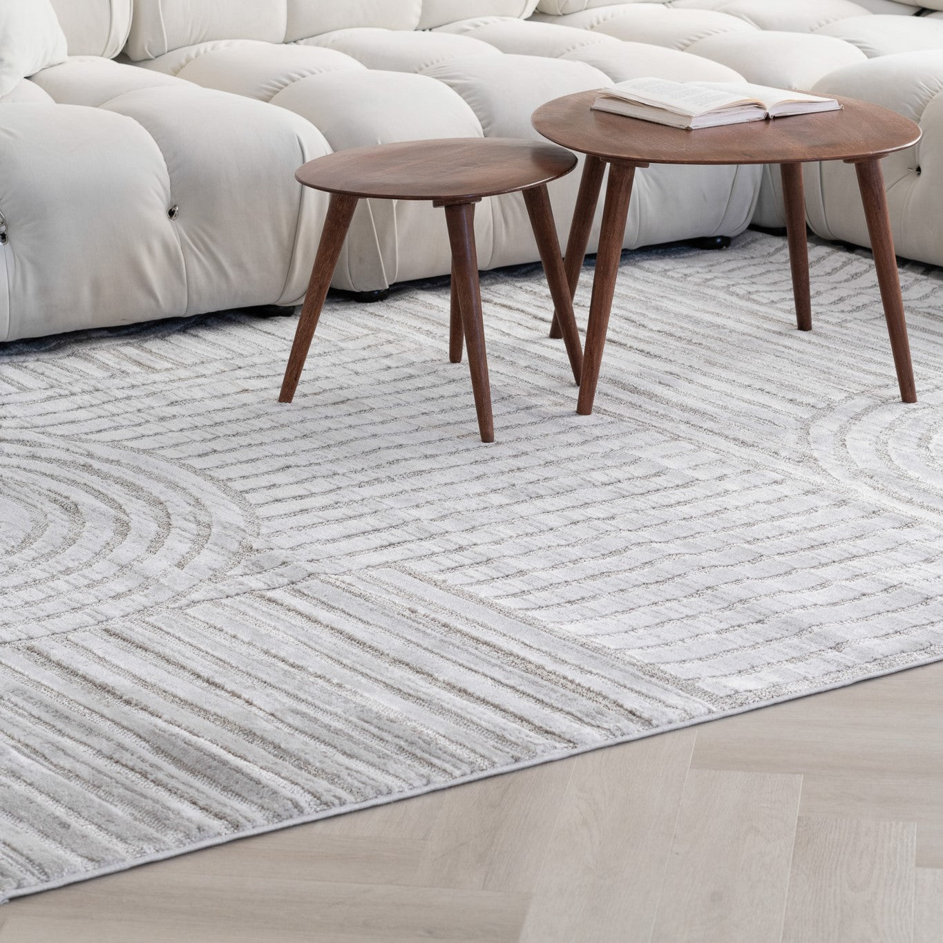 Tulum Grey Geometric Pattern Area Rug