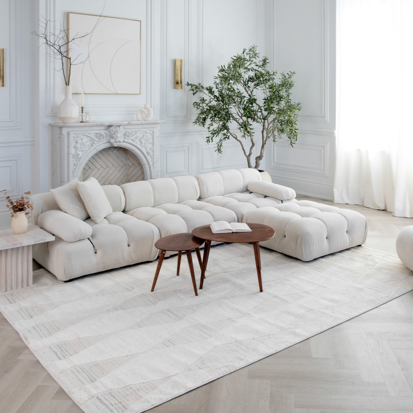 Tulum Cream Tribal Diamond Area Rug