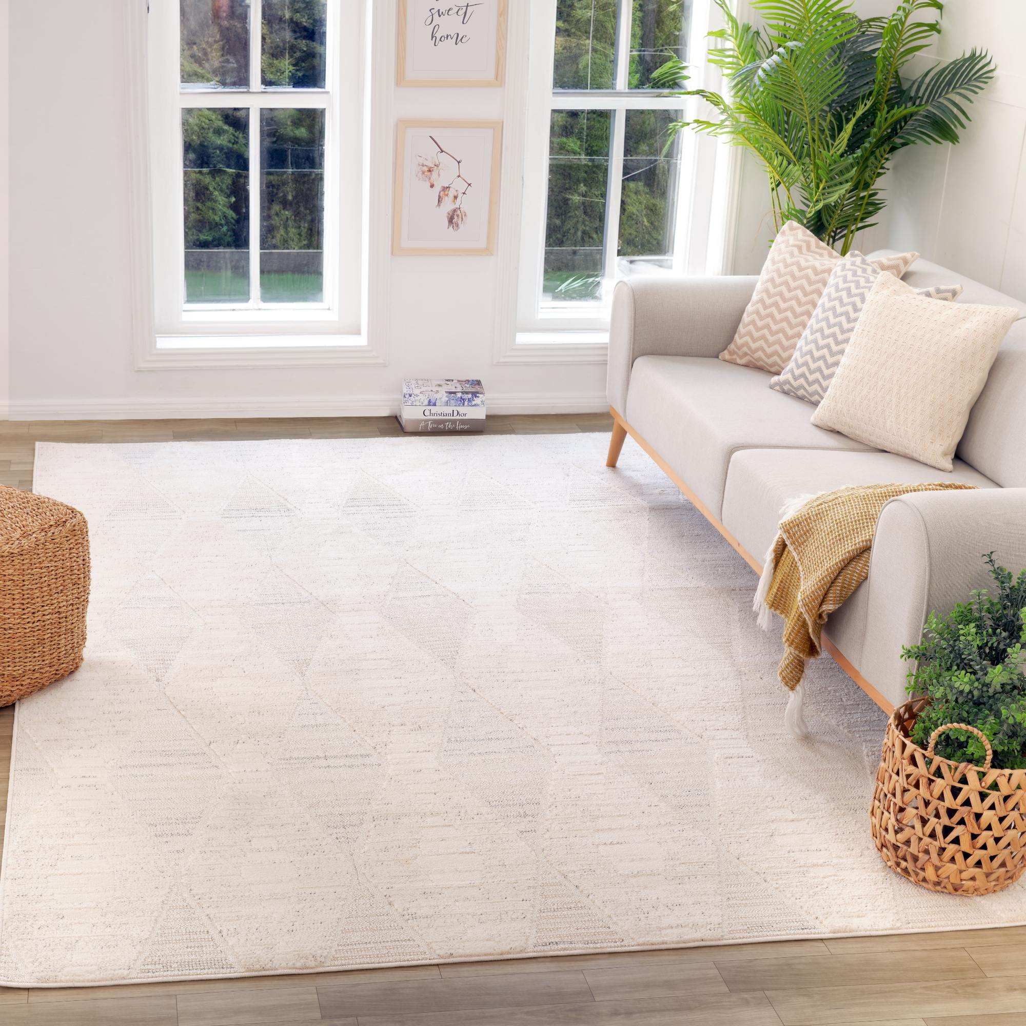 Tulum Cream Tribal Diamond Area Rug