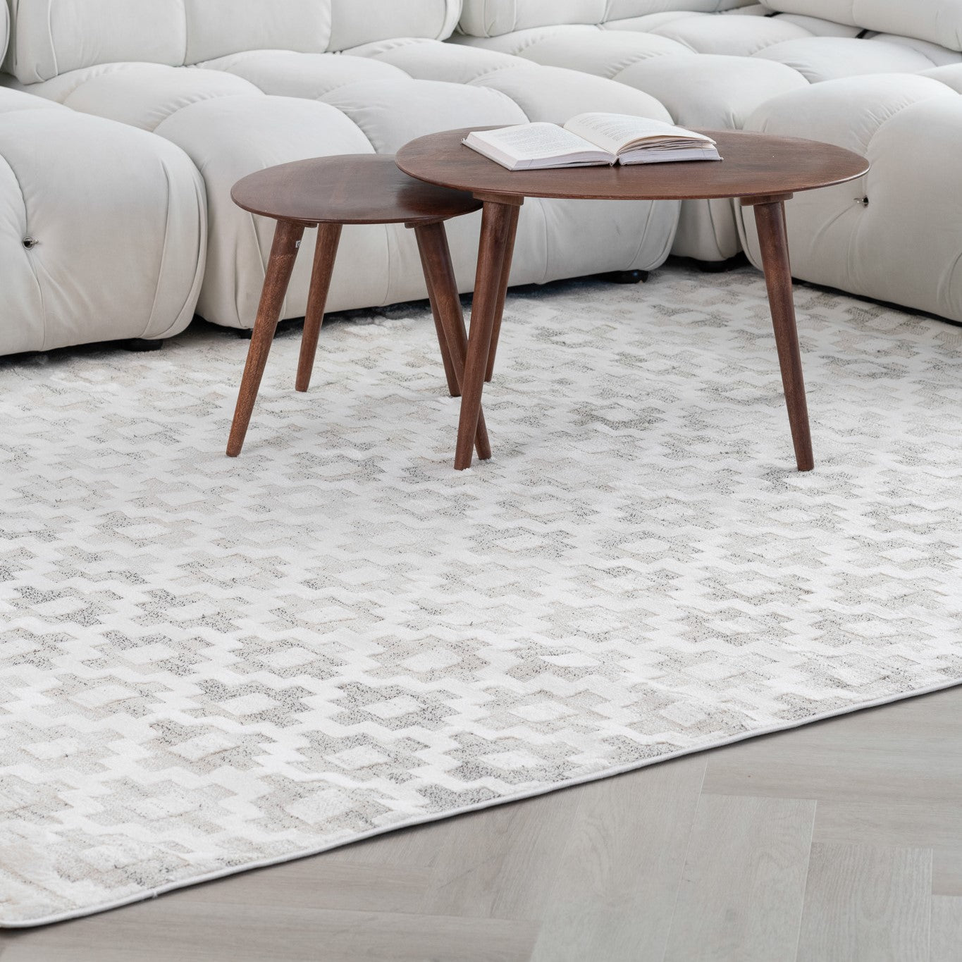 Tulum Beige Abstract Lines Area Rug