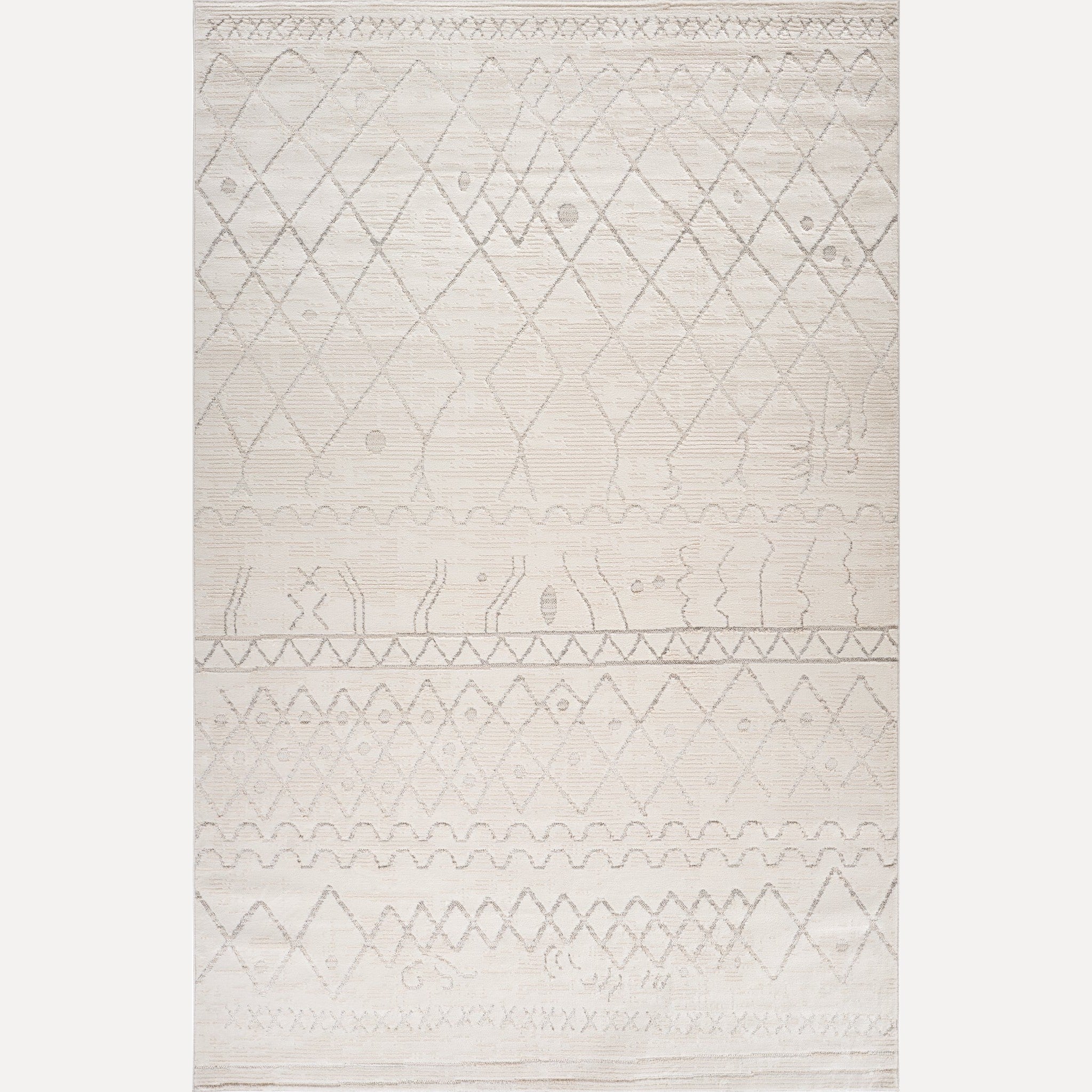 Tulum Beige Textured Moroccan Area Rug