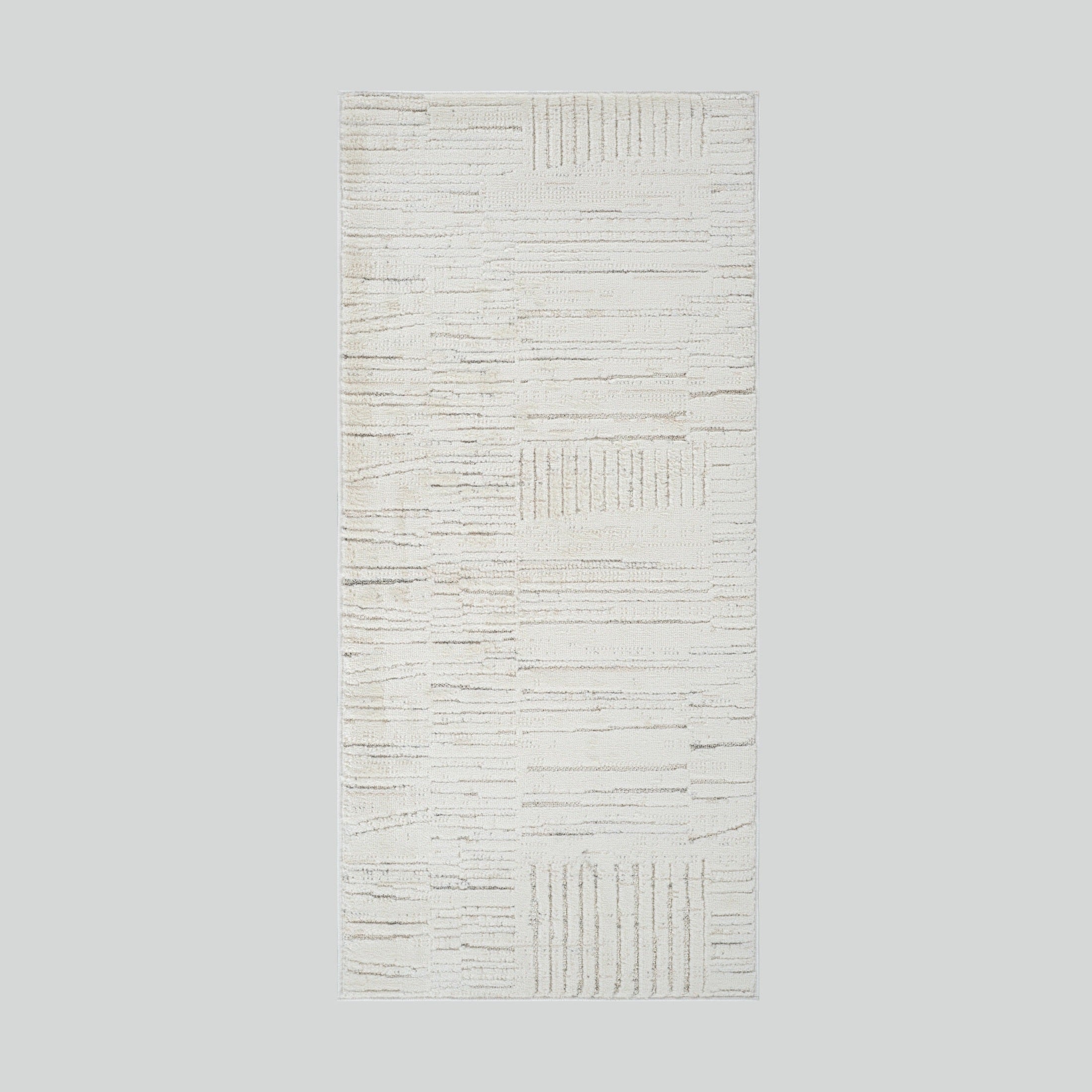 Tulum Beige Geometric Grid Area Rug
