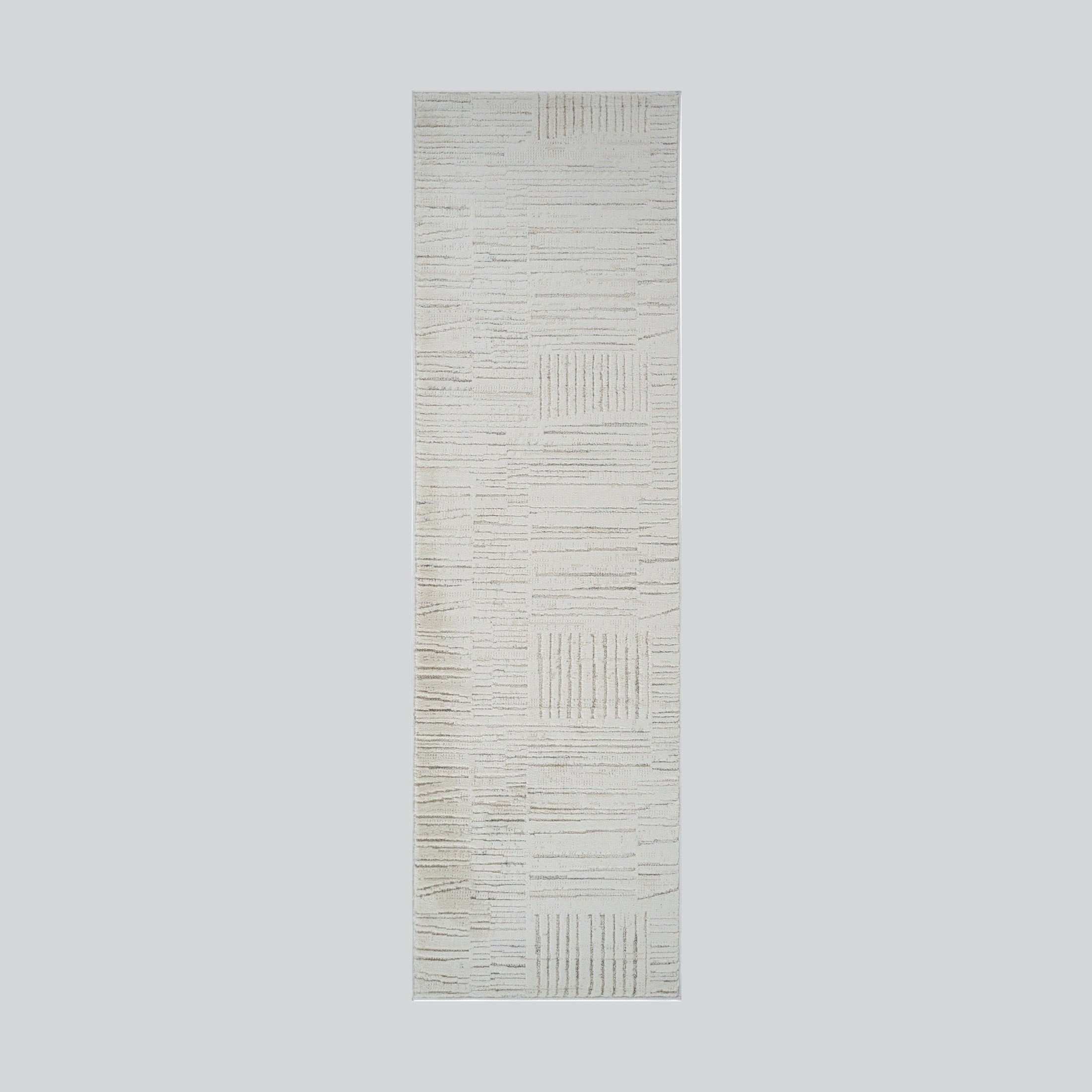 Tulum Beige Geometric Grid Area Rug