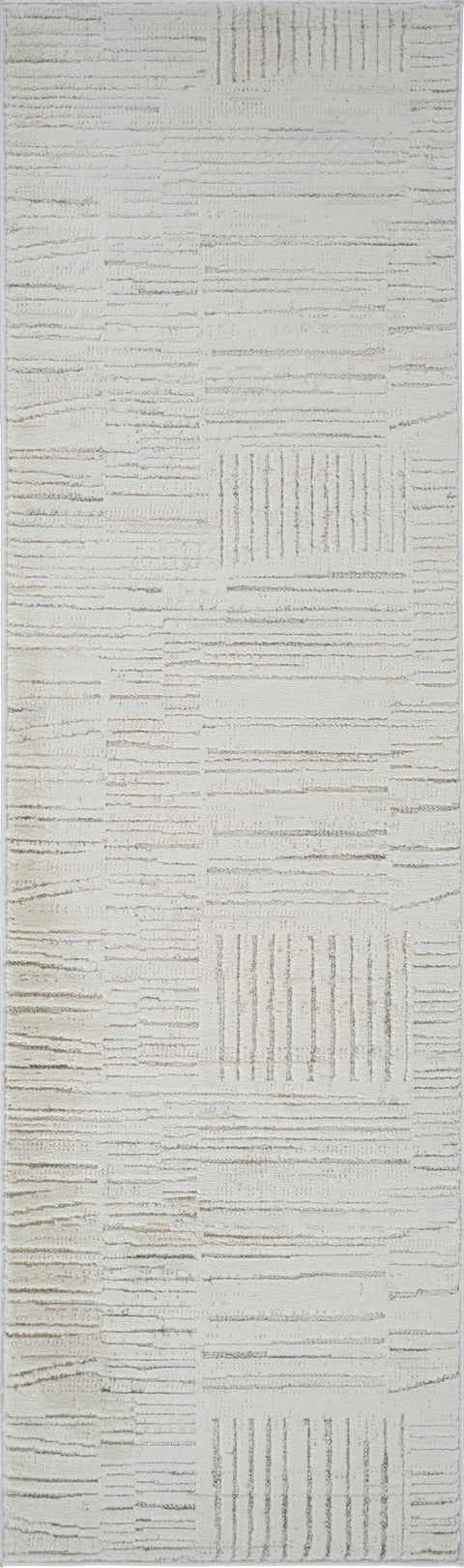 Tulum Beige Geometric Grid Area Rug