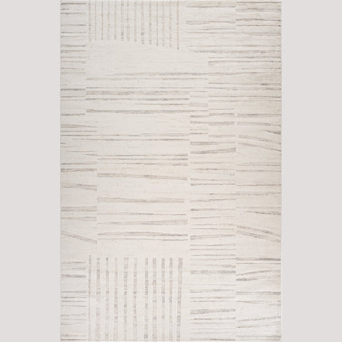 Tulum Beige Geometric Grid Area Rug