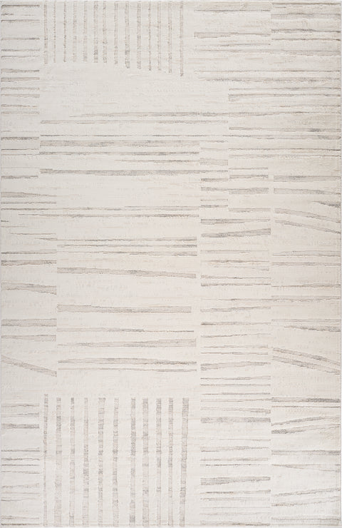 Tulum Beige Geometric Grid Area Rug