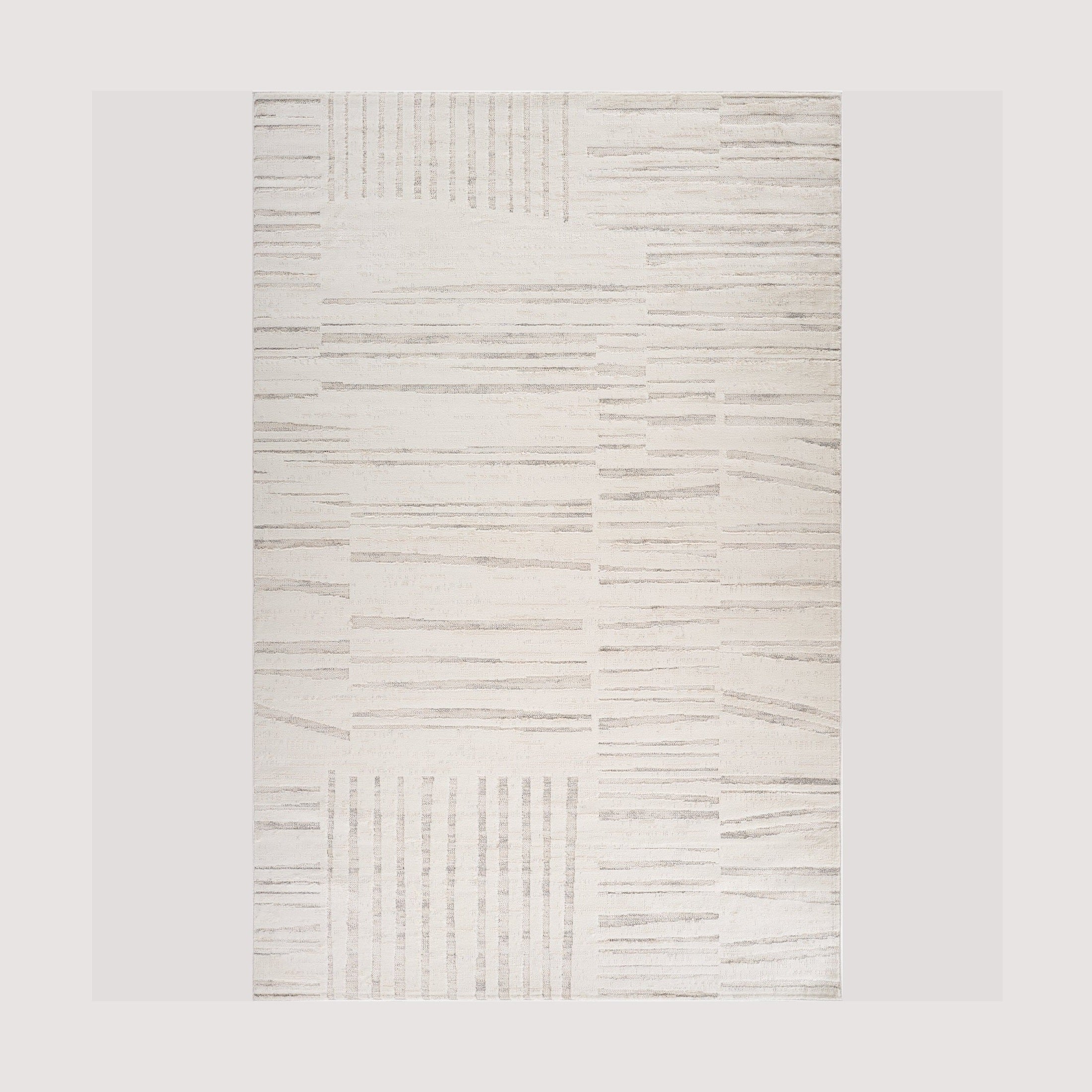 Tulum Beige Geometric Grid Area Rug