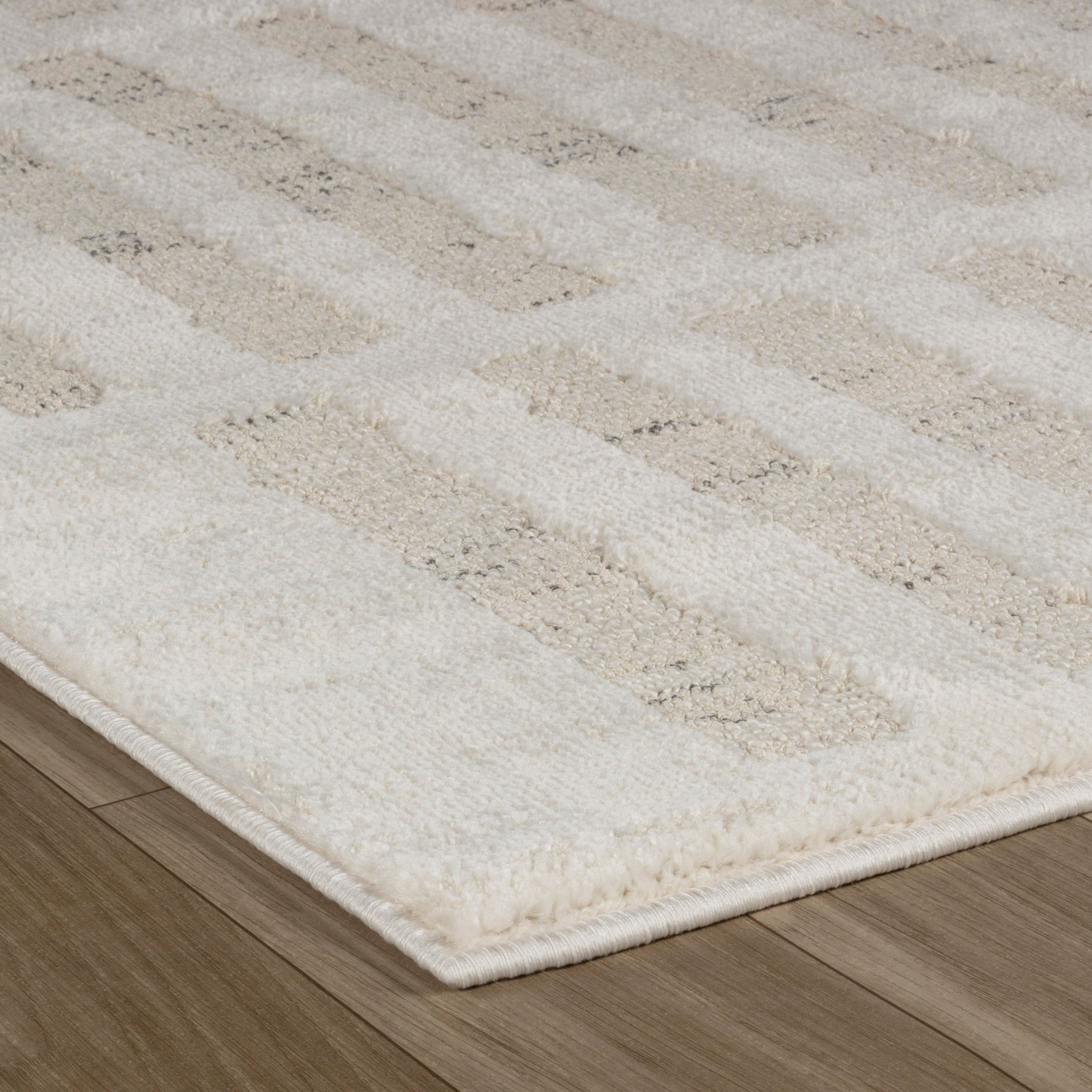 Tulum Beige Linear Modern Area Rug