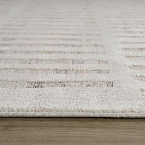 Tulum Beige Linear Modern Area Rug
