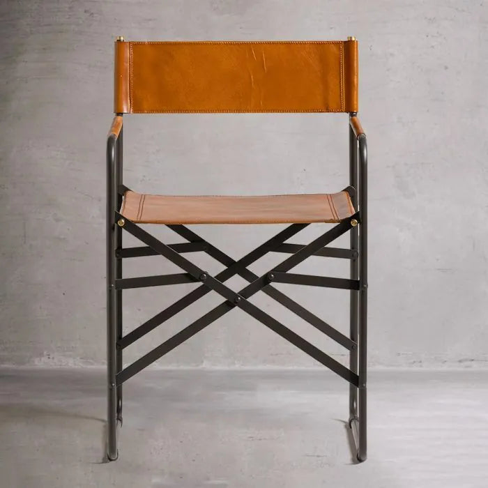 Betty Genuine Leather Chair in Tan color