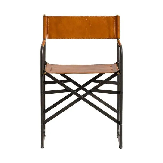 Betty Genuine Leather Chair in Tan color