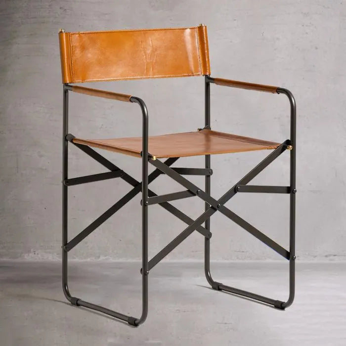 Betty Genuine Leather Chair in Tan color