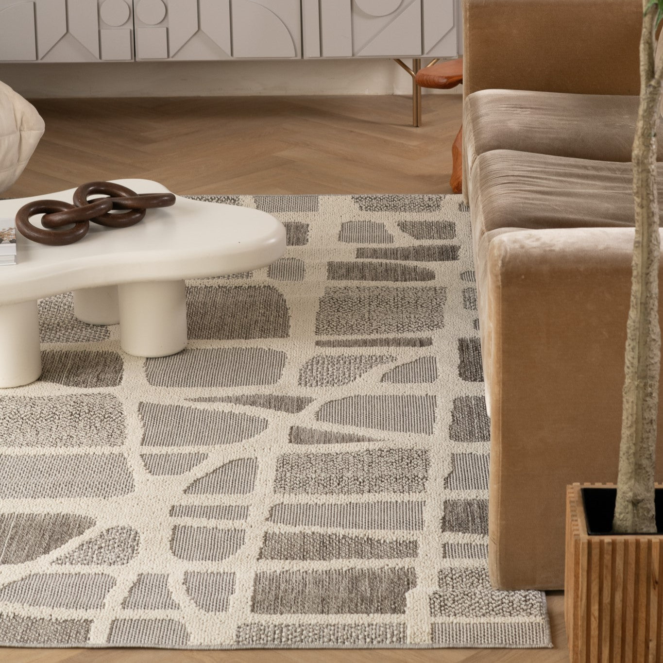 Utopia Grey Abstract Marble Area Rug