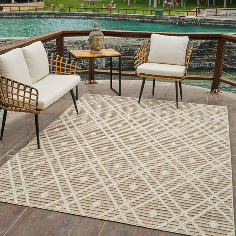 Utopia Brown Diamond Modern Area Rug – 5' x 8'