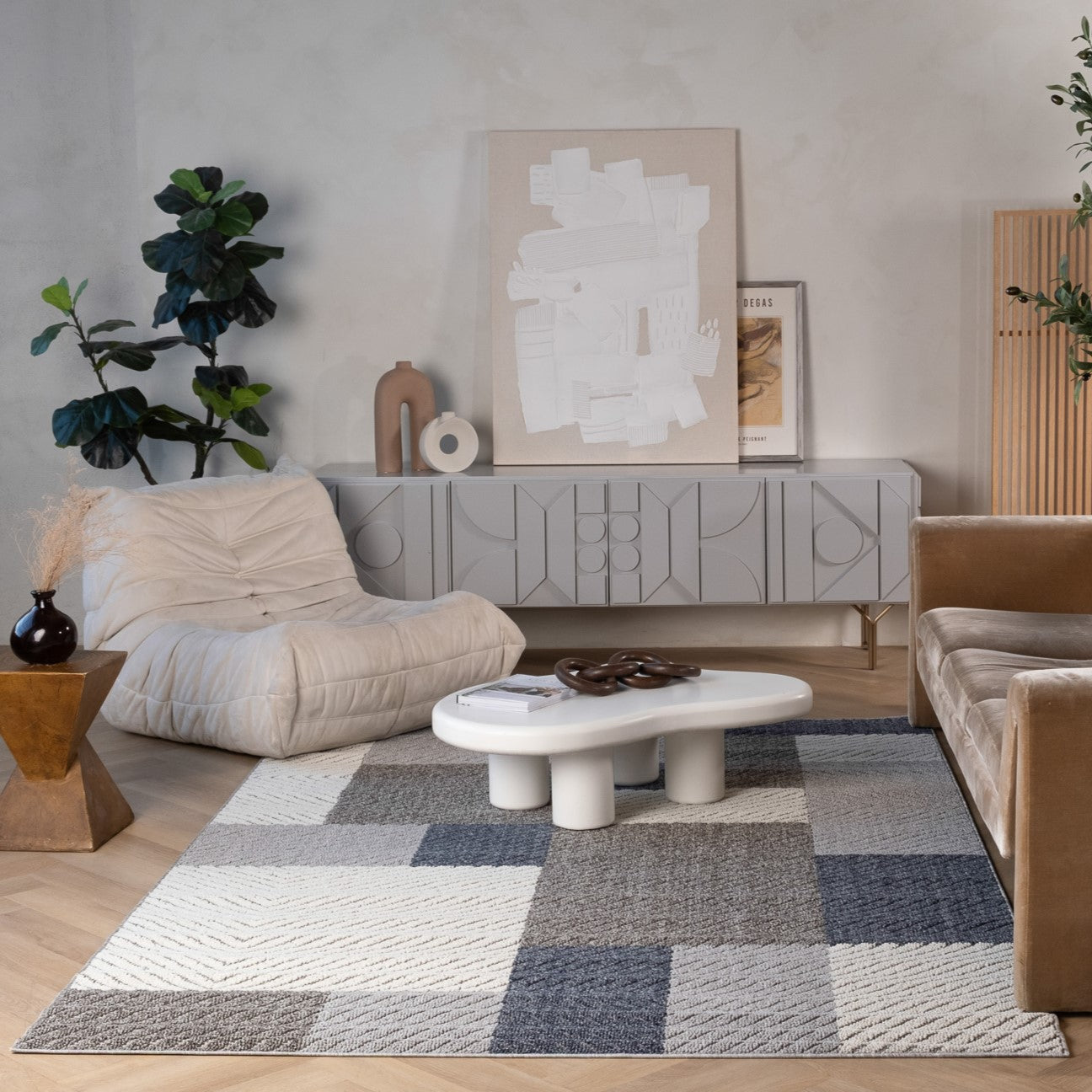 Utopia Grey Modern Abstract Area Rug