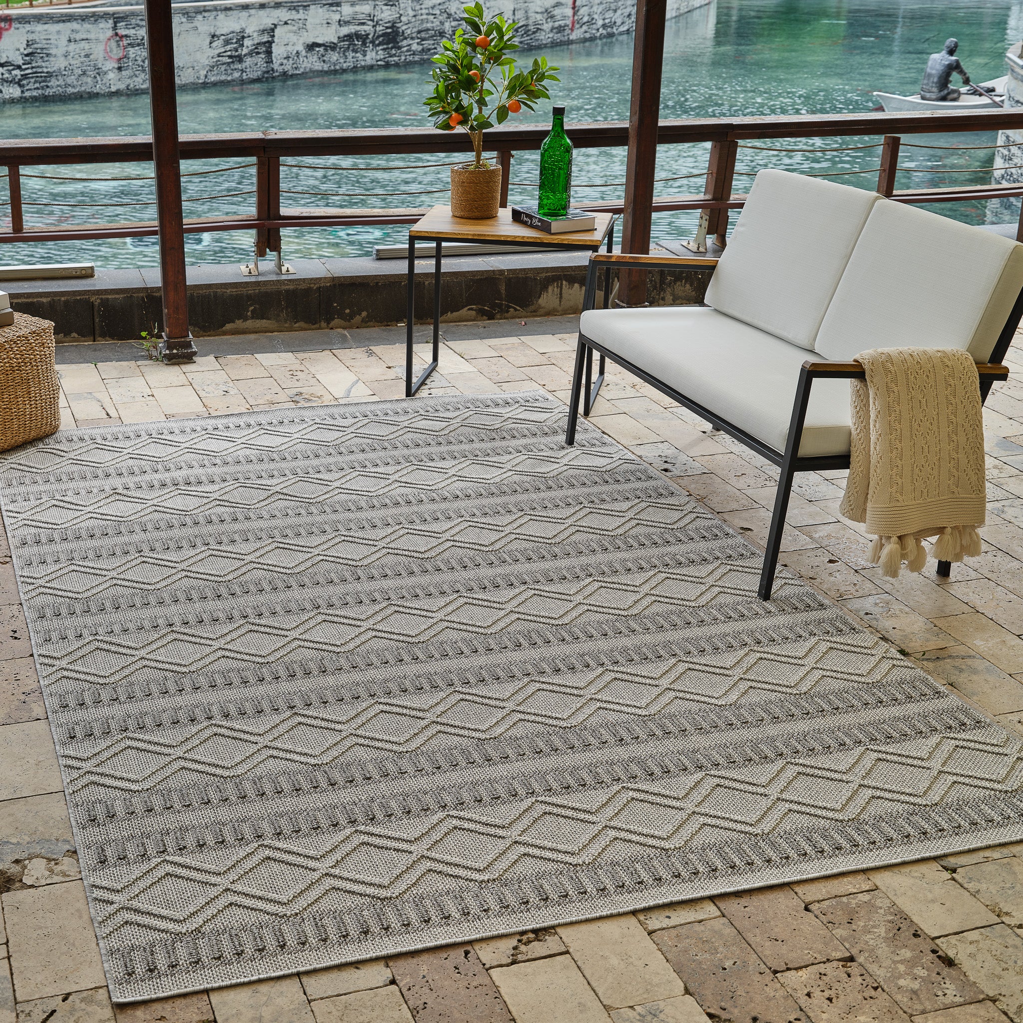 Utopia Beige Abstract Textured Area Rug