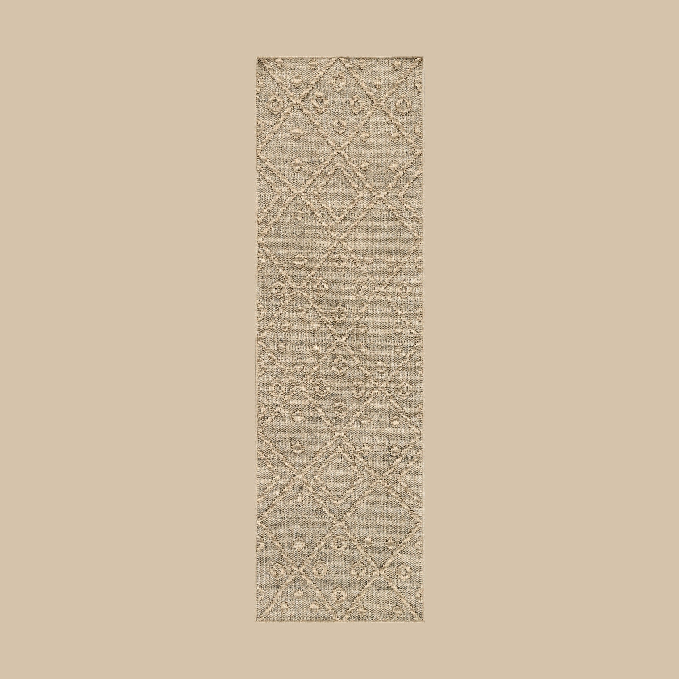 Utopia Beige Geometric Worn-Look Area Rug