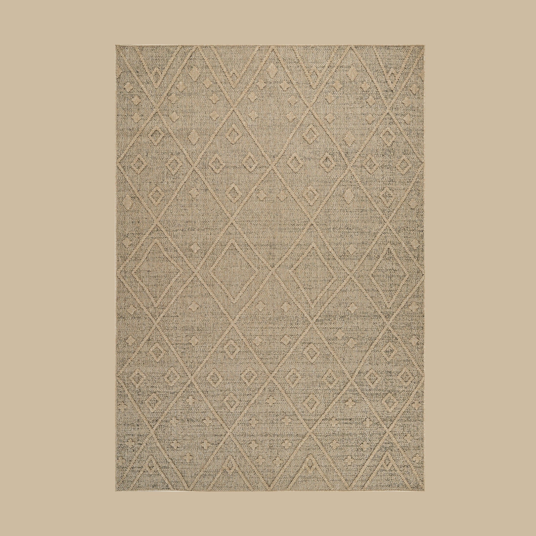 Utopia Beige Geometric Worn-Look Area Rug