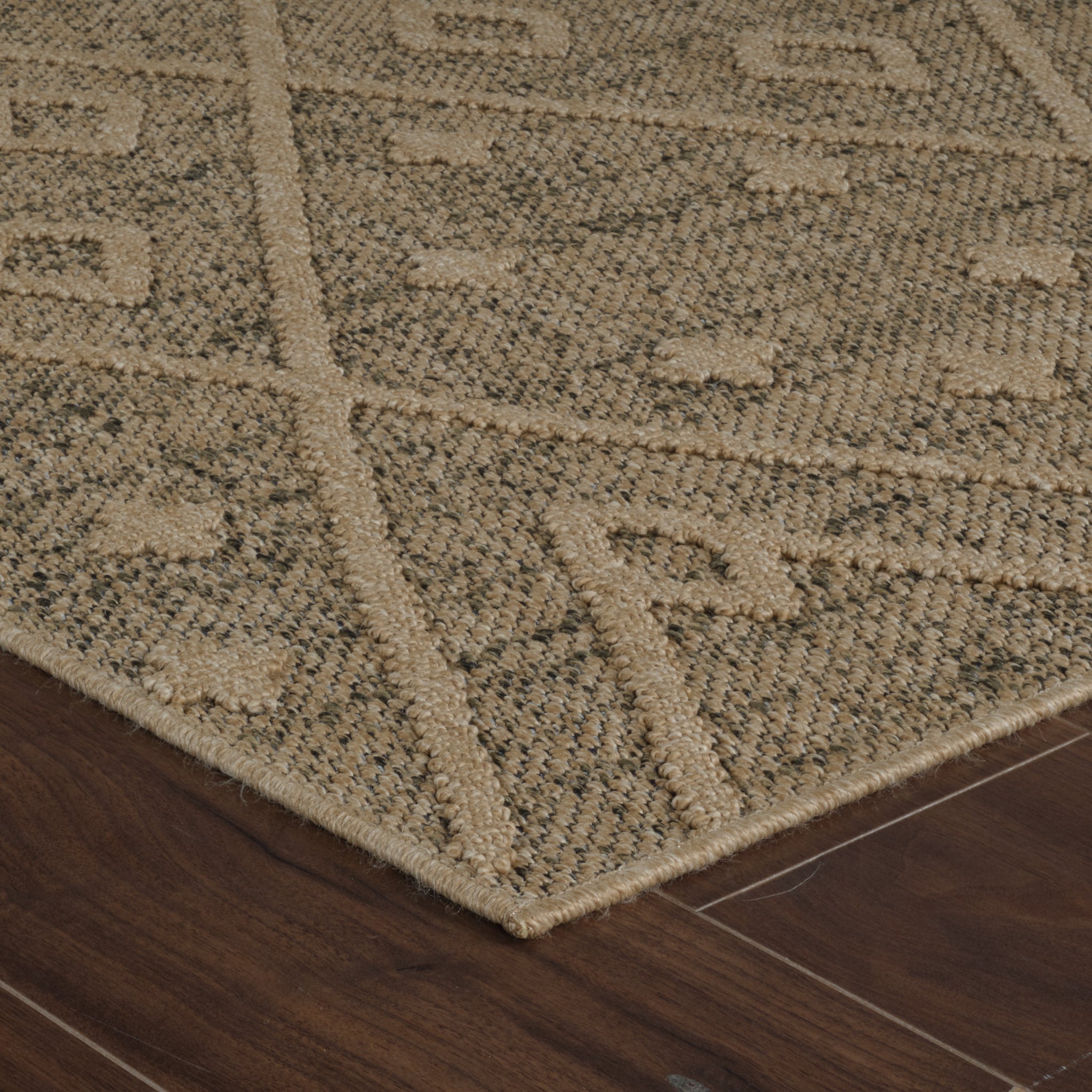 Utopia Beige Geometric Worn-Look Area Rug